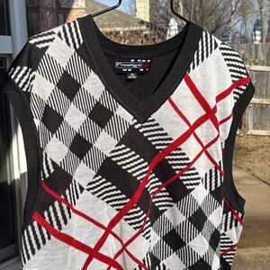 NWOT Royal Prestige 4xl Sweater Vest black Gray Red Pullover